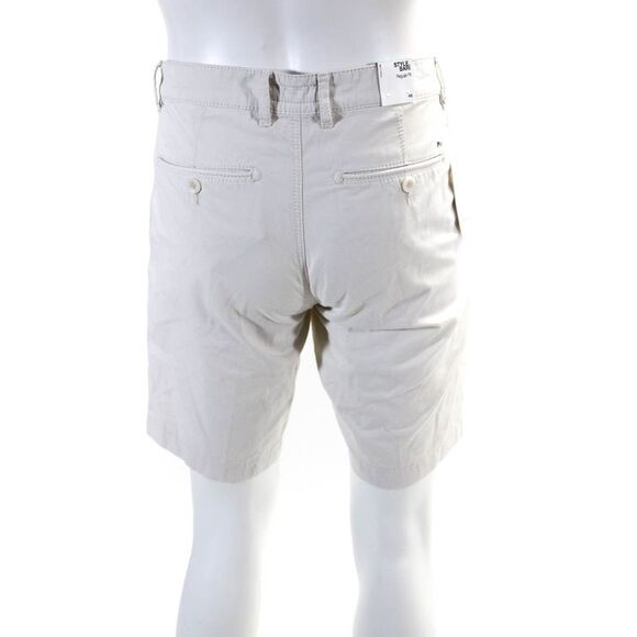 Brax Feel Good Mens Bari Flat Front 9" Khaki Shorts Beige Cotton Size 34 - Picture 3 of 6